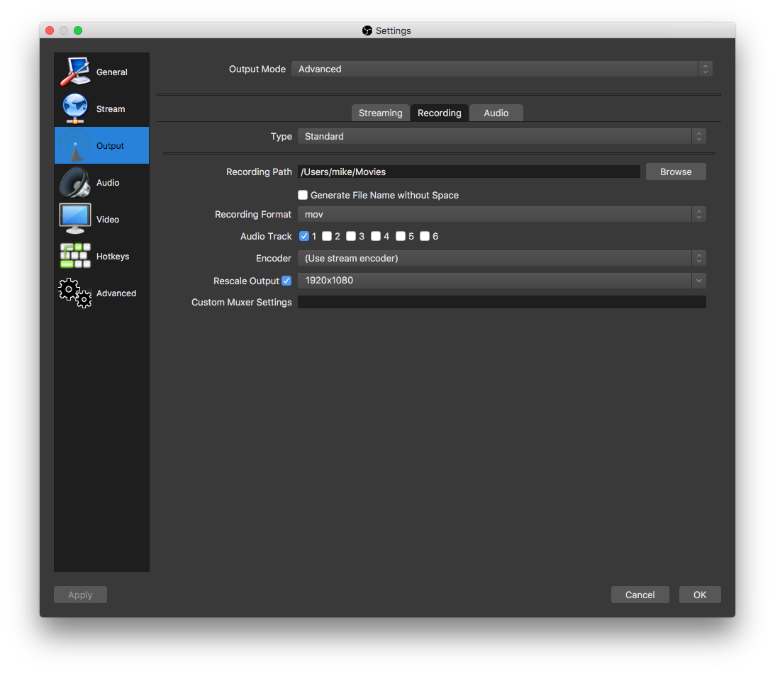 obs recording settings